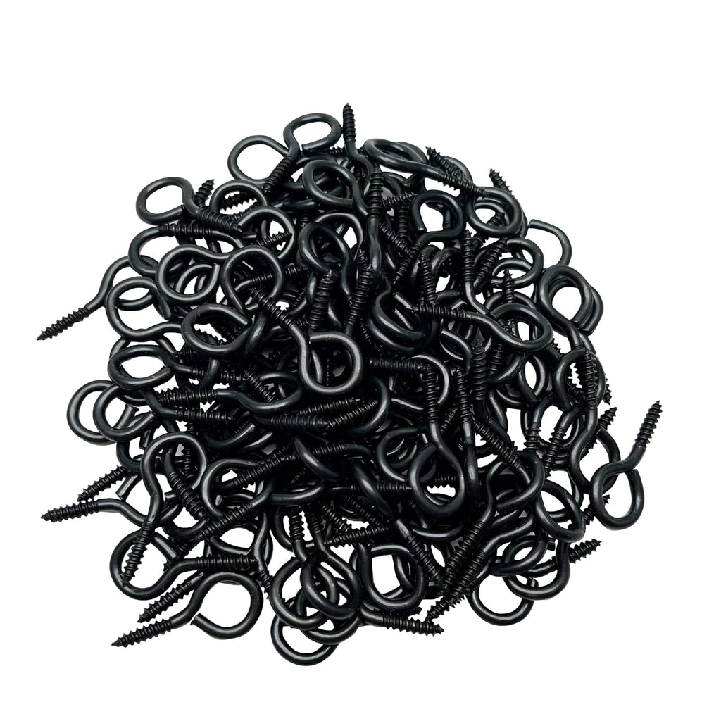 [Australia] - 1 Inch 120 Pcs Small Screw Eyes Metal Screw Hooks Ring Screws Fasteners Hardware Tools Black 