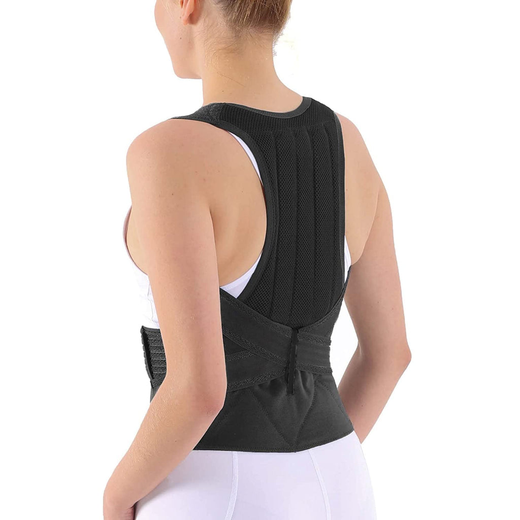 [Australia] - Posture Corrector Back Brace for Men and Women, Lumbar Support Universal Fit Back Support Shoulder Straightener Adjustable Brace (Black) Black 