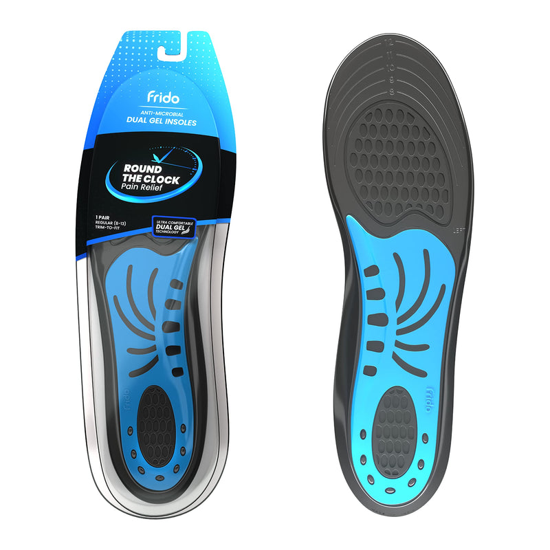 [Australia] - Frido Dual Gel Insoles, Everyday Shoe Inserts, All Day Comfort and Support, for Work and Casual Shoes. (Available for Men and Women in Sizes 9-13 UK) - Pack of 1 Pair REGULAR (9-13 UK) 