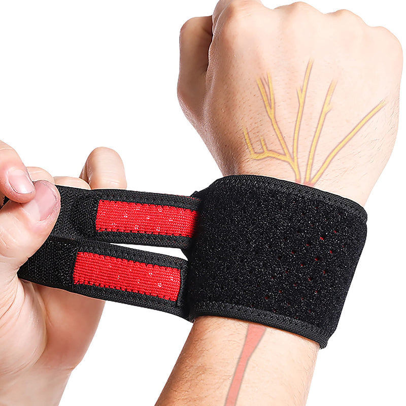 [Australia] - HiRui Wrist Brace Wrist Wraps, Compact Wristband Compression Wrist Straps Wrist Support for Workout Tennis Weightlifting, Tendonitis, Carpal Tunnel Arthritis, Pain Relief - One Size (Black, 1 Pack) Black, 1 Pack 