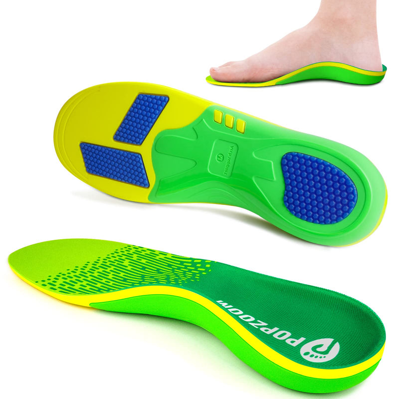 [Australia] - Popzoom Arch Support Plantar Fasciitis Insoles - 200lbs+ Heavy Duty Arch Support Orthotic Inserts for Flat Feet, Fallen Arch, High Arch, Heel Pain - Insoles for Overpronation Green S(Men 7-8.5/Women 8-9.5) 