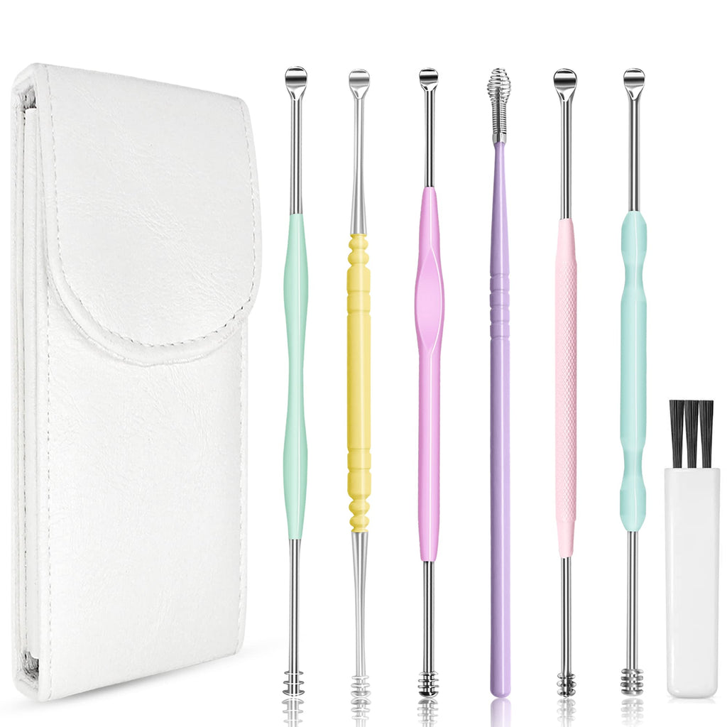 [Australia] - Gemice Ear Pick Earwax Removal Kit, Ear Cleansing Tool Set, Ear Curette Ear Wax Remover Tool with Cleaning Brush and Storage Box (6 Pcs) 
