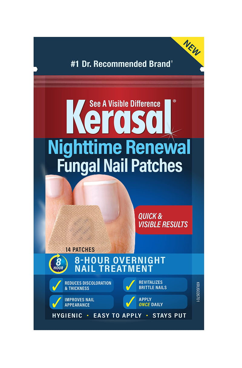 [Australia] - Kerasal Fungal Nail Renewal Nighttime Nail Patches, Restores Appearance of Discolored or Damaged Nails, 14 Count Nighttime Renewal 14 Count (Pack of 1) 