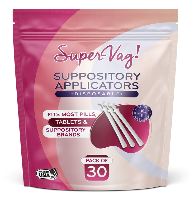 [Australia] - Super Vag! Disposable Vaginal Suppository Applicator | Easy to Use | Soft Tip | Fits Most Brands and Suppositories | Made in USA | 30 Count 