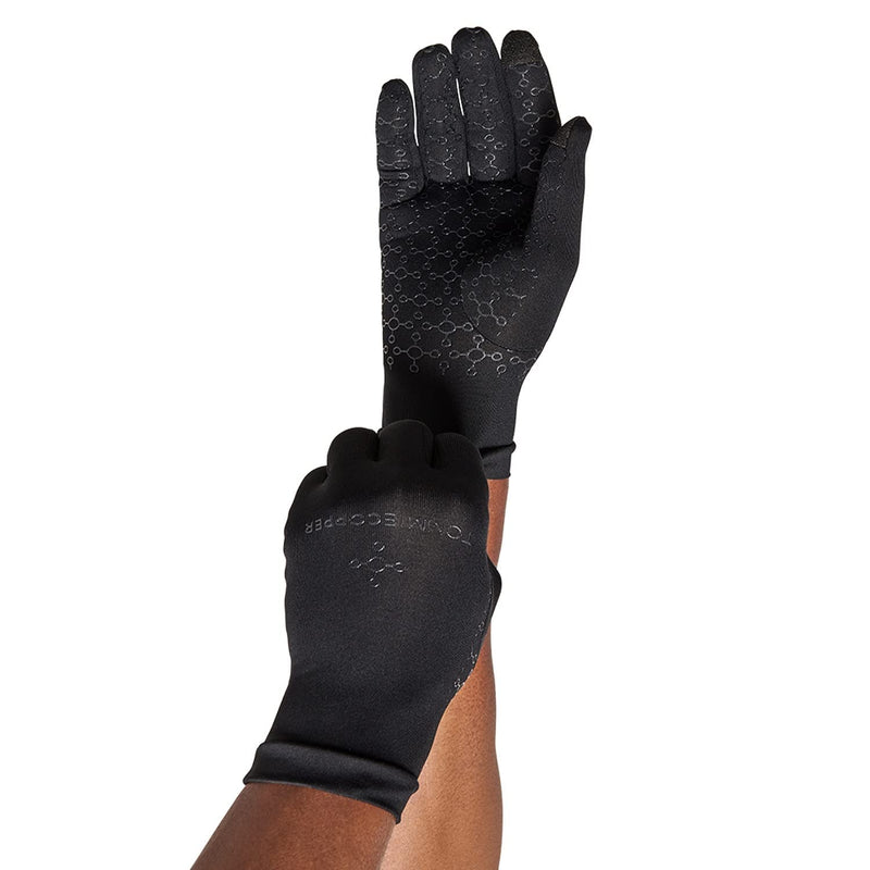 [Australia] - Tommie Copper Unisex Core Compression Infrared Full Finger Gloves Large 