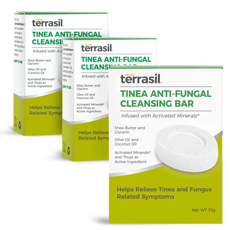 [Australia] - Tinea Soap for Tinea Versicolor Relief – Natural Anti-Fungal Medicated Cleansing Soap by Terrasil (3 Pack -75gm each) 