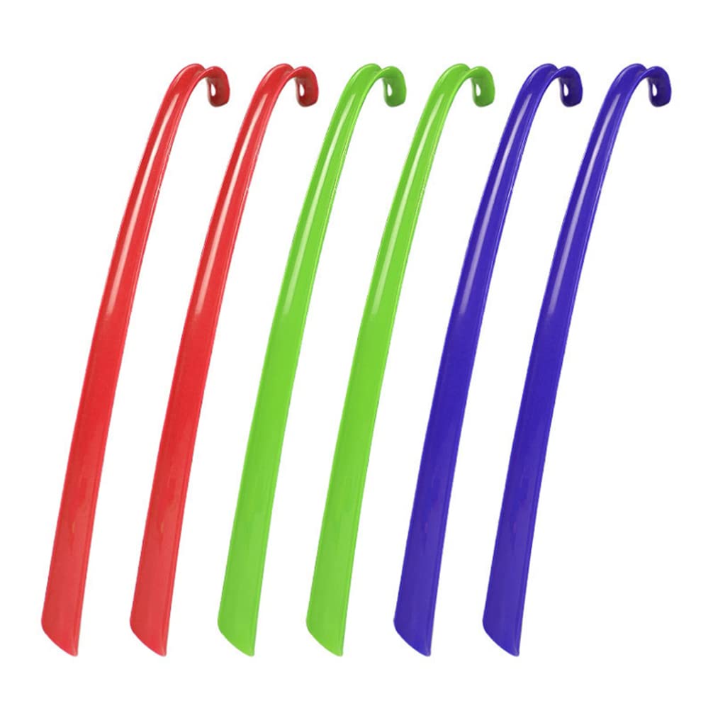 [Australia] - EXCEART 6Pcs Plastic Shoe Horn Long Handle Shoe Horn Shoe Helper Stick Boot Supports for Senior Pregnant Woman ( Assorted Color ) 
