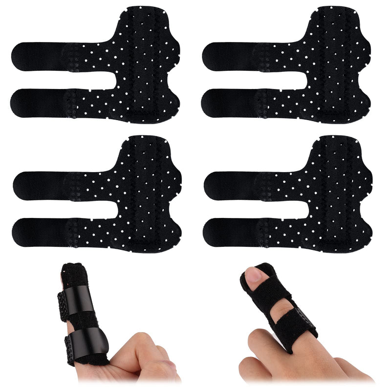 [Australia] - AIEX 4 Pcs Finger Splints, Finger Straightener with Air Holes, Finger Support Finger Stabilizer Brace for Strained Sprained Fingers Arthritis or Tendinitis (Black) 