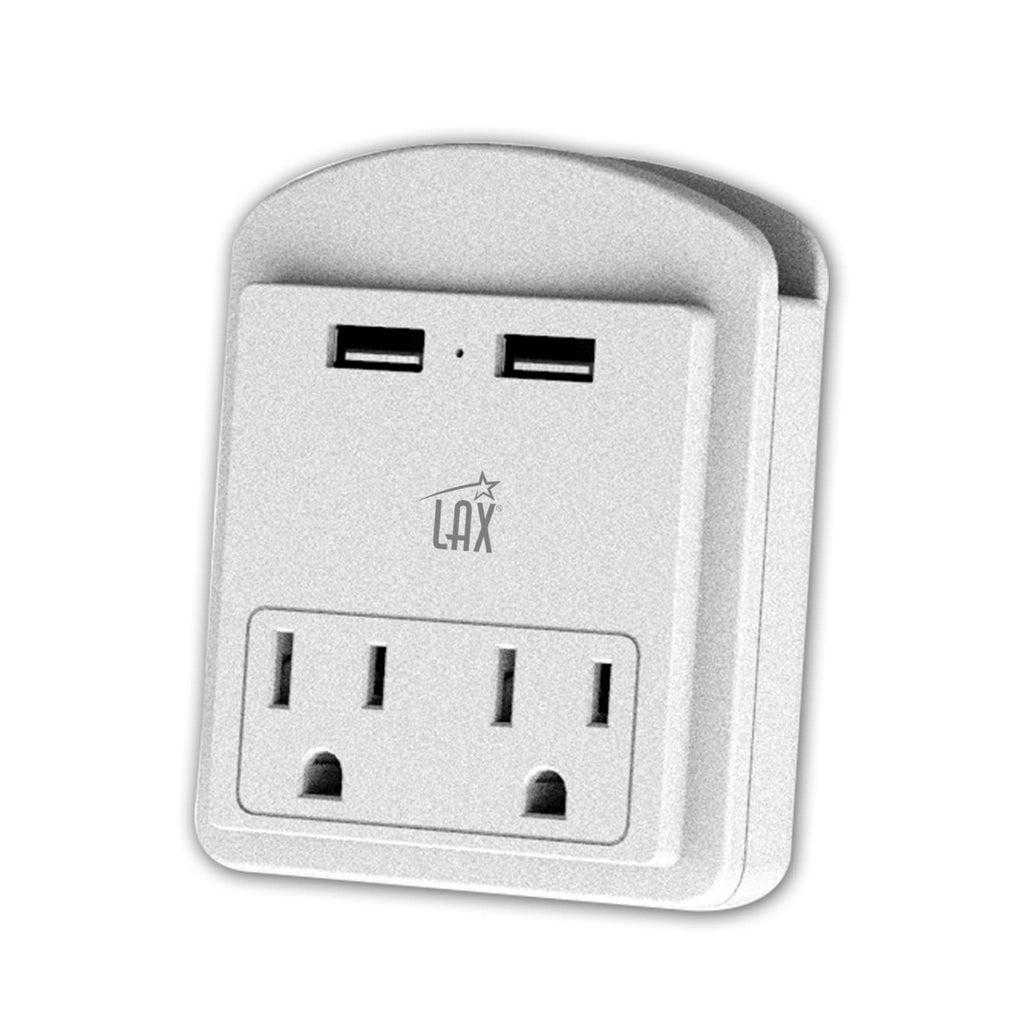 [Australia] - LAX Gadgets Multi-Plug Outlet - Surge Protectors 2 Wall Outlet Extender with 2 USB Ports - Suitable for Home, Office, & School - White 2 Wall Outlets and 2 USB Ports 