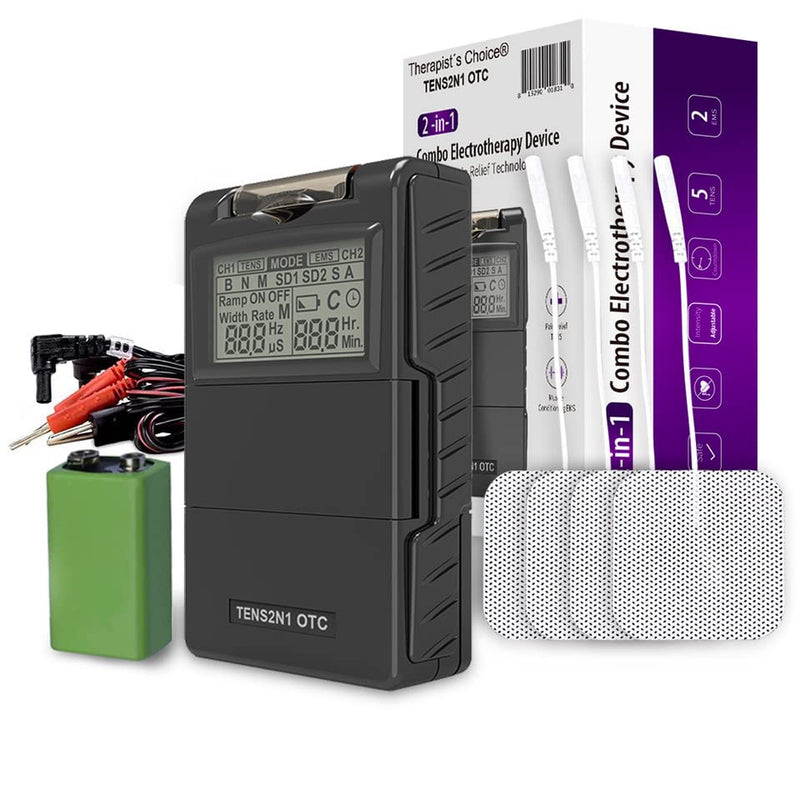 [Australia] - Therapist’s Choice TENS Unit and EMS Muscle Stimulator ComboOTC TENS Device with Accessories,Black 