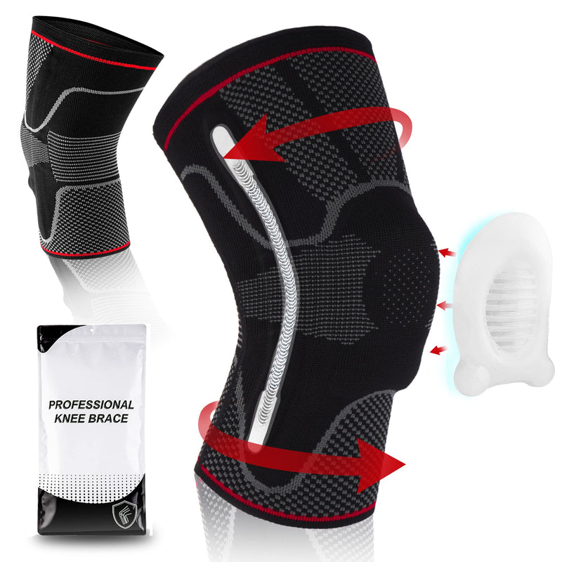 [Australia] - Professional Knee Brace，Knee Compression Sleeve for Man Women with Detachable Patella Gel Pads，Knee Support for Running，Meniscus Tear, ACL, Arthritis, Joint Pain Relief，Sports1 pack (Medium, BlackRed) Medium 