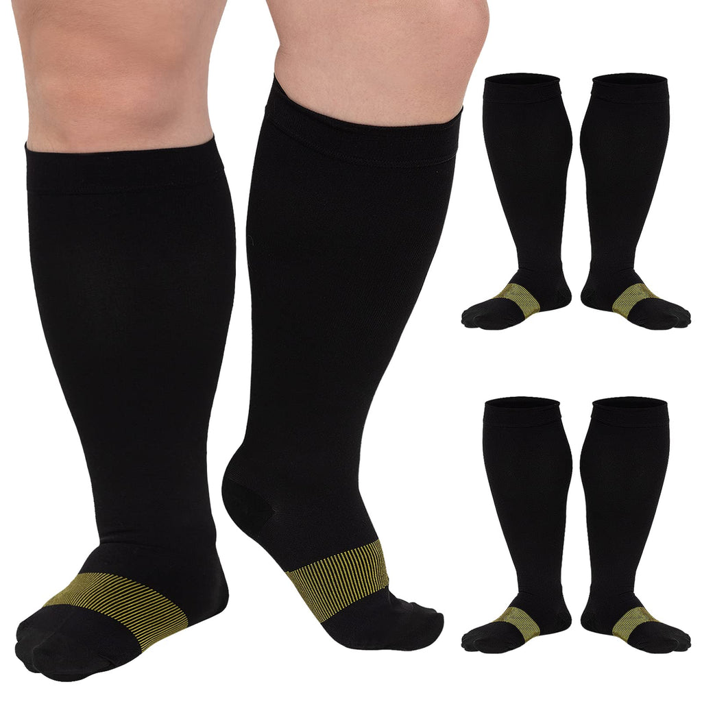 2 Pairs of Super Wide Socks With Non-Skid Grips for Lymphedema - Bariatric  Sock - Oversized anti-slip Sock Stretches up to 30'' Over Calf for Swollen  Feet and Mens and Womens Legs 