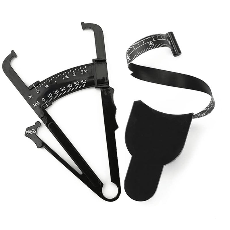 [Australia] - Mcles Body Fat Caliper and Measuring Tape for Body, Body Fat Caliper Set, Retractable Double Scales Rulers for Accurately Measuring BMI Skin Fold Fitness and Weight-Loss, Black 