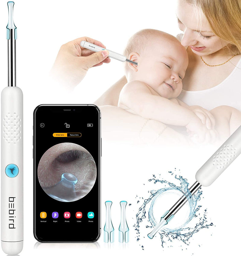 [Australia] - Ear Wax Removal with Camera, Wireless Ear Cleaner Tool Kit, 1080P FHD Ear Endoscope Otoscope with 6 LED Light, Spade Earwax Removal Ear Cleaning Kit for iPhone, iPad & Android Smart Phones (White) Off-white 
