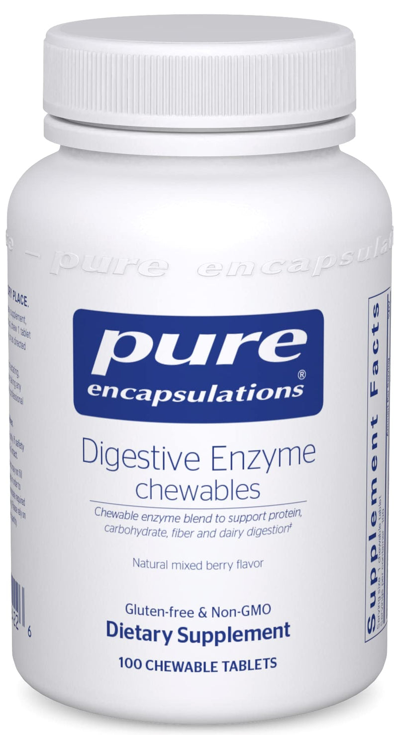 [Australia] - Pure Encapsulations Digestive Enzyme Chewables | Chewable Enzyme Blend to Support Protein, Carbohydrate, Fiber, and Dairy Digestion | 100 Chewable Tablets 