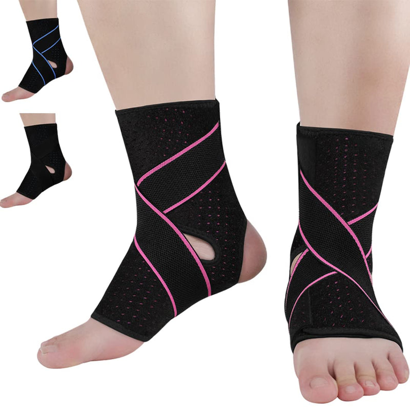 [Australia] - Vinaco ankle brace for women men, 1 pair adjustable compression ankle brace for sprained ankle, Strong support & Breathable ankle support for Injury Recovery, Joint Pain, swelling, ankle wraps support One Size Pink 