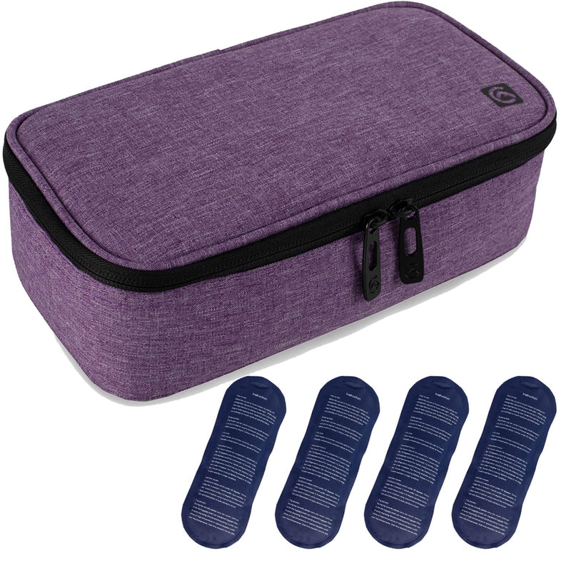 [Australia] - ALLCAMP Insulin Cooler Travel Bag for Diabetic Organize Medication with 4 Ice Packs (Medium（Oxford）, Purple) Medium（Oxford） 