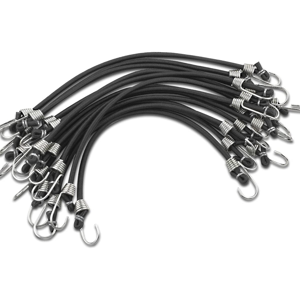 [Australia] - 15 Pack Heavy Duty Bungee Cords with Hooks 11 Inch Mini Rubber Bungee Cord Elastic Bungee Straps for Outdoor Camping Small Stretchy Cord for Luggage Roof Racks Tents Tarps Bikes Car Rvs (Black) 