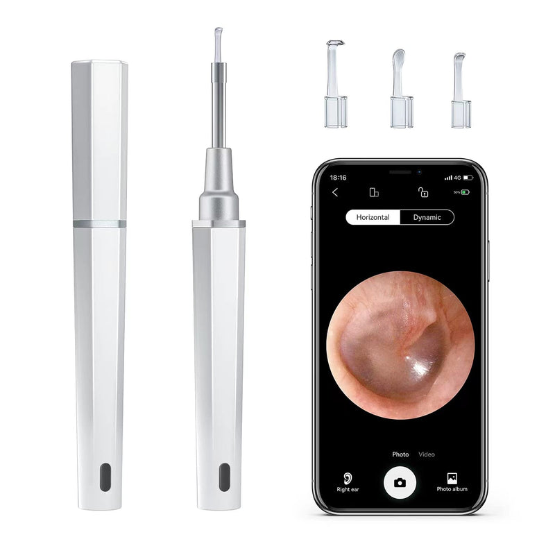 [Australia] - Ear Wax Removal Tool, Earwax Removal Kit with 1080p Fhd Camera Endoscope Otoscope 6 Led Lights, Wireless Connected, Compatible with iPhone, Ipad, Android Smart Phones & Table(White) White 