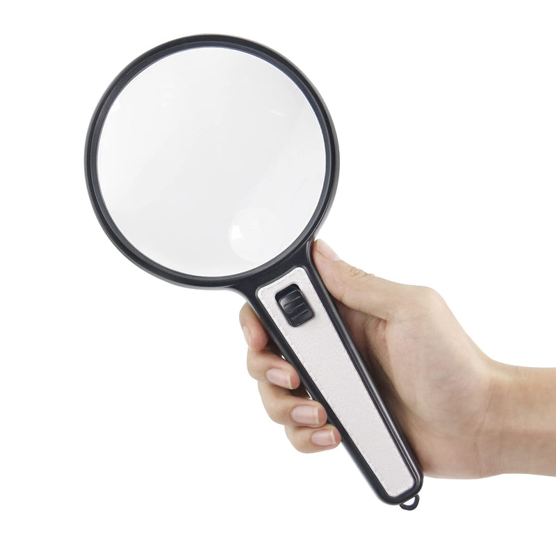 [Australia] - Magnifier with Light, 10X 20X High Magnification, Large Handheld Magnifying Glass with 4 LED Light, Suitable for Low Vision Seniors Reading, Jewelry, Coin, Science. 10X+20X 