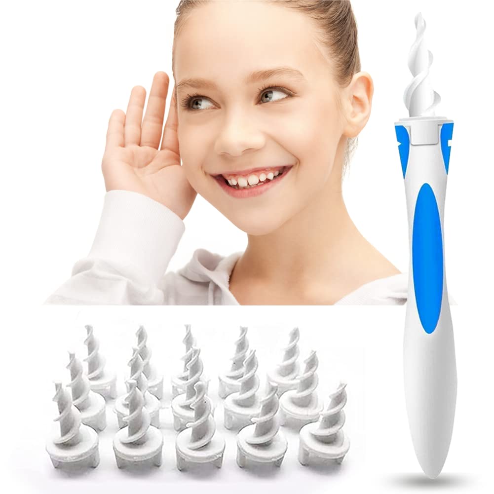 [Australia] - Q-Grips Ear Wax Remover, Spiral Ear Wax Removal Tool, 16 Pcs Soft Replacement Ear Cleaner Heads Suitable for Adult & Kids 