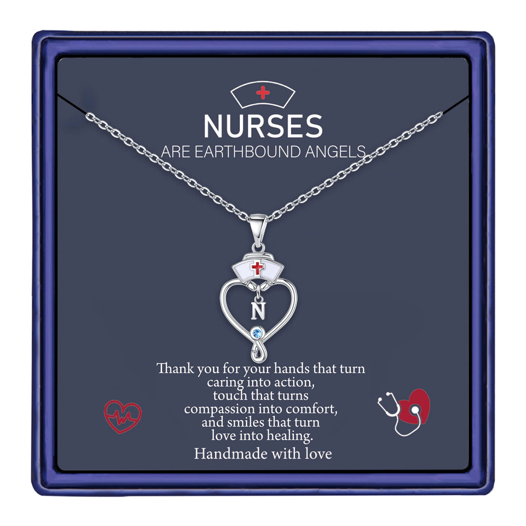 [Australia] - Doctor Nurse Gifts for Women,Nurse Cap Stethoscope Necklace Nurse Graduation Gift White Gold Plated Medical Assistant Nursing Student Gift Nurse Heart Stethoscope Necklace Practitioner Gifts for Women N 