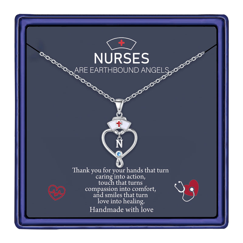 [Australia] - Doctor Nurse Gifts for Women,Nurse Cap Stethoscope Necklace Nurse Graduation Gift White Gold Plated Medical Assistant Nursing Student Gift Nurse Heart Stethoscope Necklace Practitioner Gifts for Women N 