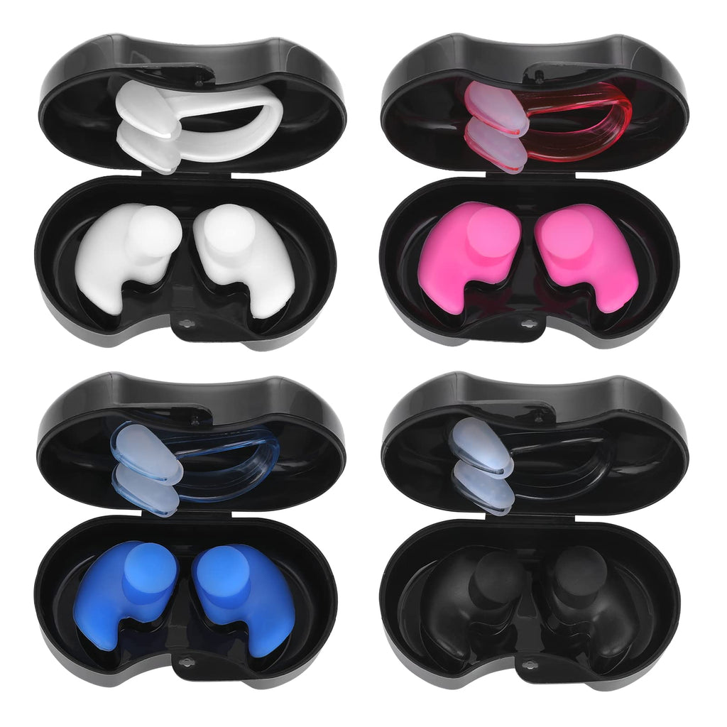 [Australia] - Yolev 4Pairs Swimming Nose Clip Ear Plugs Reusable Washable Swimming Earplugs for Sleeping, Swimming, Snoring, Concerts, Work, Noisy Places,Suitable for Kids and Adult 