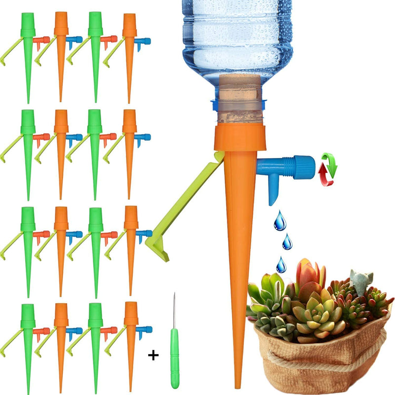 [Australia] - Plant Self Watering Spikes,16 Pcs Automatic Irrigation Equipment Self Watering Drip Devices with Slow Release Control Valve Switch, Suitable for Outdoor Indoor Plants 