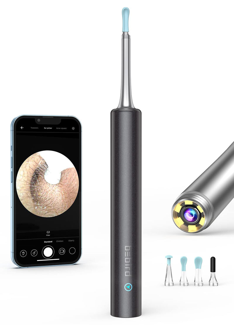 [Australia] - Ear Wax Removal, BEBIRD Ear Cleaner Camera, Ear Cleaning Kit with 1080P FHD Wireless Wi-Fi Earwax Removal Kit 6 LED Lights,IP67 Waterproof Ear Camera Compatible with iPhone,iPad&Android Phones（Black） Black 