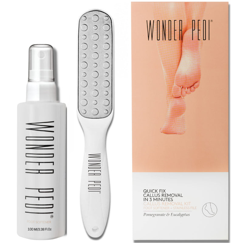 [Australia] - Callus Remover Instant Exfoliating Softener Peel Spray for Feet - Double Sided Foot File - Heels Callus Scrubber – Home Spa Pedicure Treatment. Wonder Pedi (Foot File + Softener) Foot File + Softener 