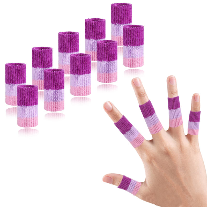 [Australia] - 10Pcs Finger Compression Sleeves Support, EDNYZAKRN Finger Sleeve Protectors Cots Thumb Brace for Trigger Finger Arthritis Swelling Basketball Sport, Breathable Elastic Pain Relief Purple Pink 
