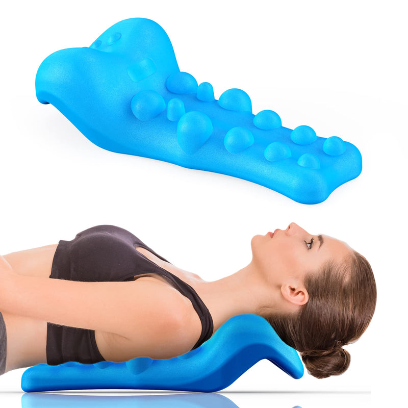 [Australia] - Neck and Shoulder Relaxer with Upper Back Massage Point, Cervical Traction Device Neck Stretcher for TMJ Pain Relief and Cervical Spine Alignment Chiropractic Pillow (Blue) Blue 