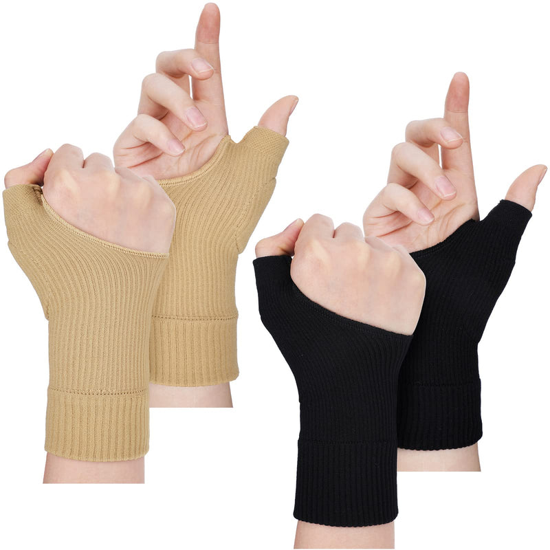 [Australia] - 2 Pairs Thumb Compression Arthritis Gloves Wrist Support Brace Wrist Compression Sleeve Lightweight Fingerless Gloves Comfortable and Thumb Sleeves Wrist Wraps for Arthritis Women Men, 5.9 x 2.6 Inch 