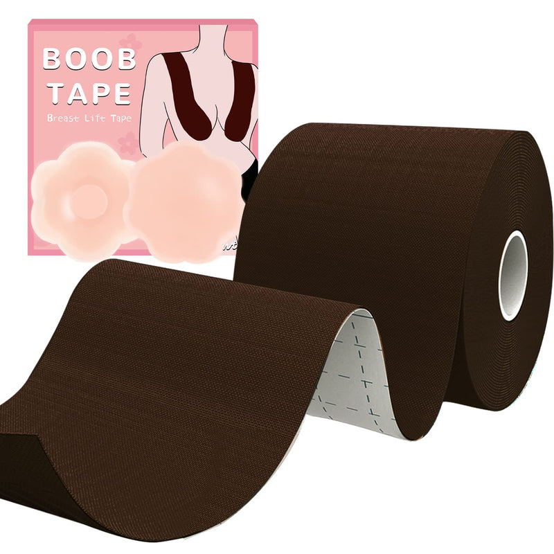 [Australia] - BEWTEIM Boob Tape for Breast Contour Lift & Fashion, 1 Box Breast Lifting Tape with 2 PCS Nipple Cover Set, Boobytape for Breast Lift Adhesive and Push Up Tape 2 inch Bra Tape Invisible Under Clothes 1 Tape Coffee Color 2" x 16.5 ft 