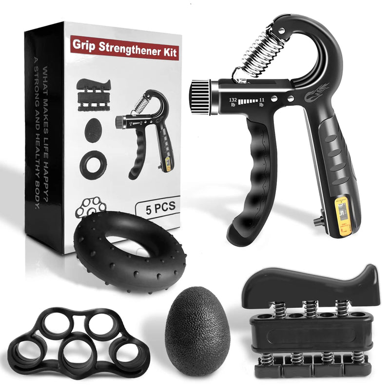 [Australia] - FLYFE Grip Strength Trainer 2 Pack or 5 Pack 11-132 lbs, Adjustable Resistance Hand Grip Strengthener for Muscle Building and Injury Recovery 