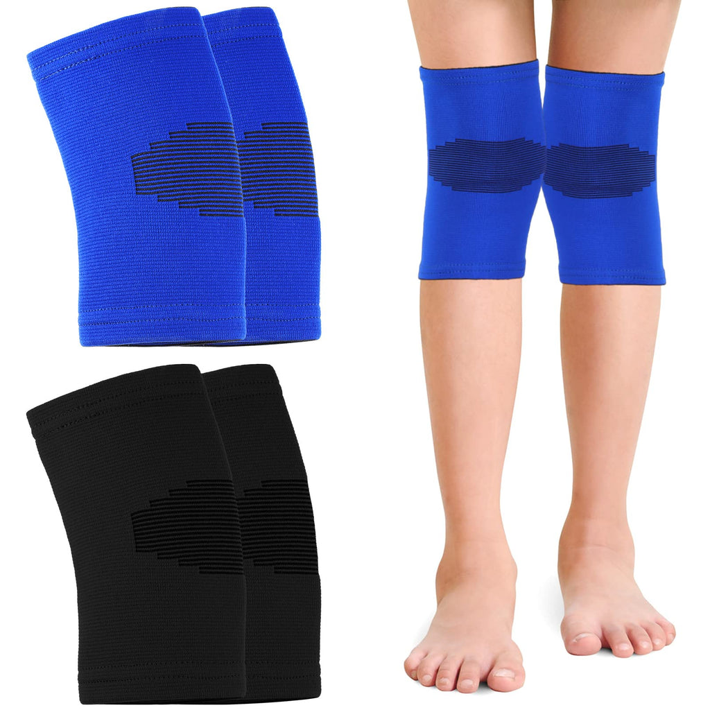 [Australia] - 2 Pairs Kids Knee Sleeve Kids Knee Brace Children Knee Support Kids Knee Compression Sleeve Child Knee Pads for Basketball, Volleyball, Sports, Gymnastics, Blue and Black (Small) Small 