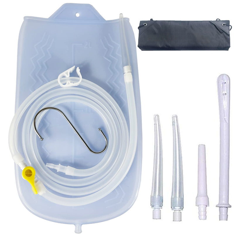 [Australia] - KYZETJD Silicone Enema Kit 2 L Enema Bag 6.3ft. Long Silicone Hose 3 Multi-Size Reusable Tips Controlled Water Flow for Colon Detox Cleanse Enemas 