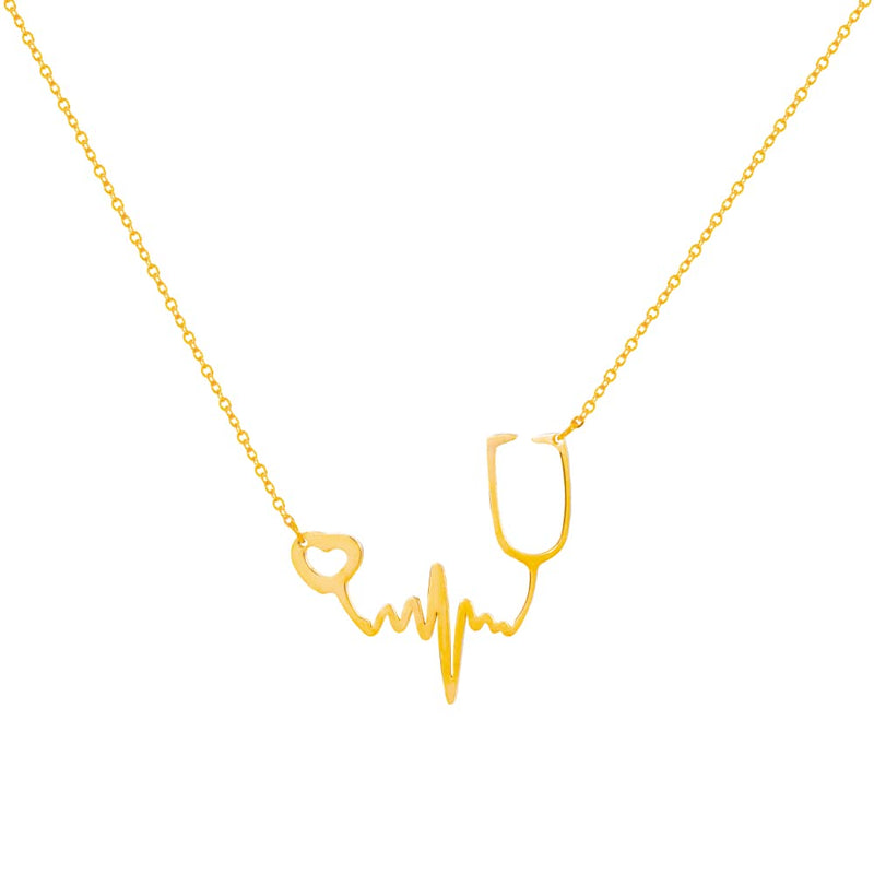 [Australia] - Nurse Stethoscope Heartbeat Necklace for Women Heart Stethoscope Pendant Doctor Nurse Medical Graduation Jewelry Gift Gold 