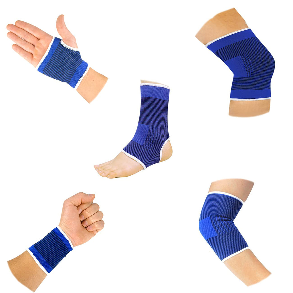 [Australia] - Knee Braces, Elbow Sleeve, Palm Support, Wrist Compression Band, Ankle Wrap Support Brace Set of 5 Pairs 