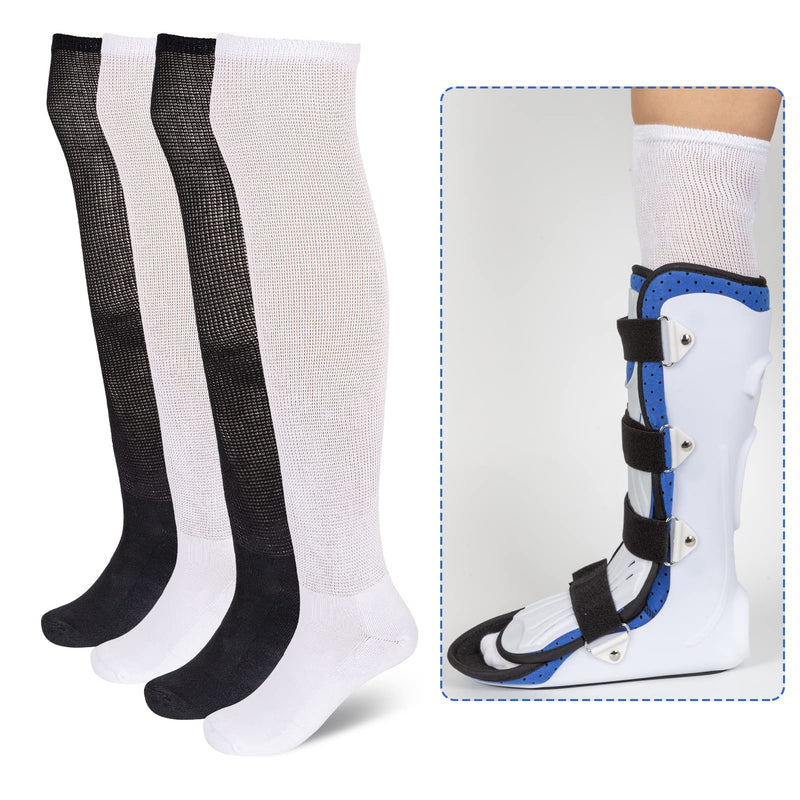 [Australia] - MD Foot Thera Walking Boot Replacement Socks Medical Liner for Orthopedic Brace Shoe Tube Socks Under Air Cam Walkers&Fracture Boot Casts 2BLK/2WHI 9-11 