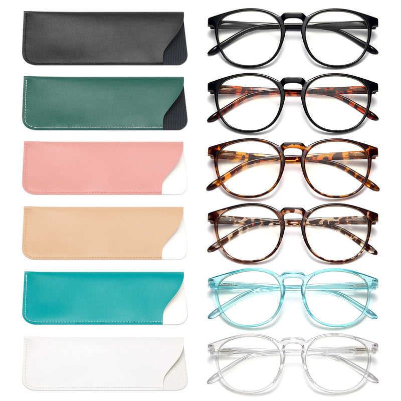 [Australia] - Stylish 6 Pack Blue Light Reading Glasses for Women Men, Filter UV Ray & Glare Computer Readers, Round Fake Eyeglasses 6-pack Mix 01 1.5 x 