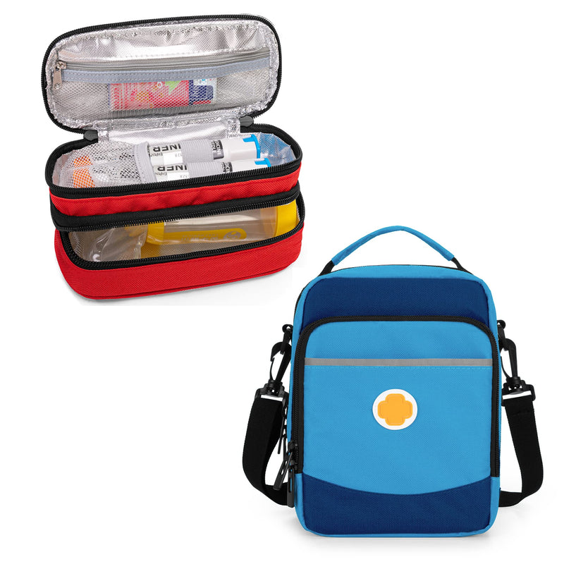 [Australia] - CURMIO Double Layer EpiPen Carrying Case for Kids, Insulated Medicine Travel Bag for Epi Pens, Auvi-Q, Asthma Inhaler, Spacer 