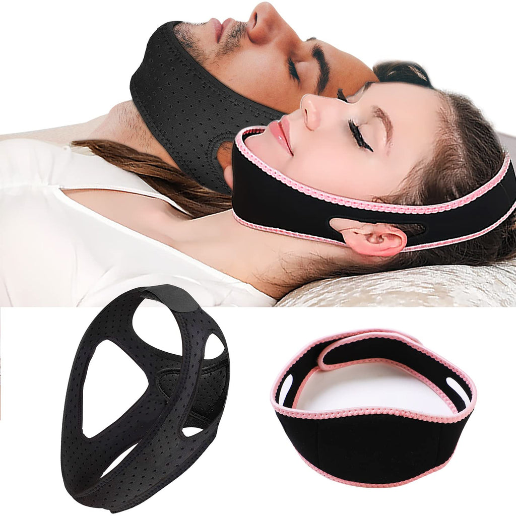 [Australia] - Snoring Solution 2 Pack - Chin Strap for Snoring - Anti Snore Chin Strap - Snore Stopper - Sleep Breathing Aid for Adults - Anti-Dry Mouth Jaw Headband Belt for Women Men 