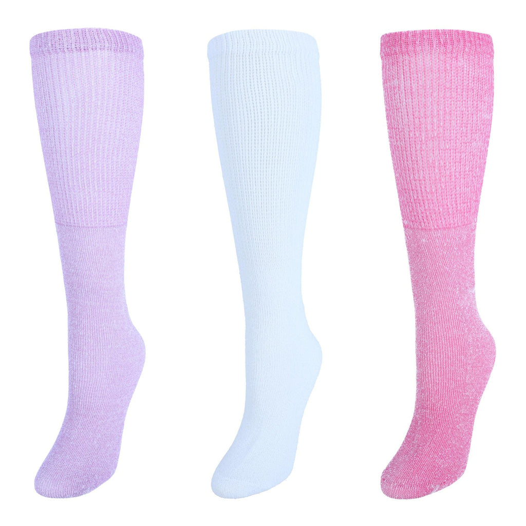 [Australia] - CTM® Women's Diabetic Comfort Fashion Crew Socks (3 Pack) Pink 