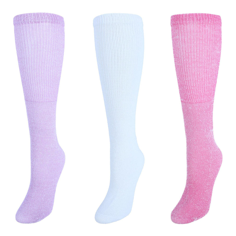 [Australia] - CTM® Women's Diabetic Comfort Fashion Crew Socks (3 Pack) Pink 