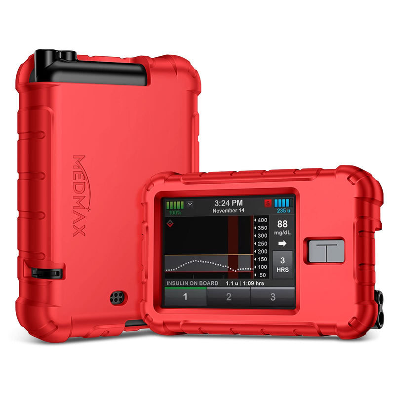 [Australia] - MEDMAX Silicone Case for Tandem T:Slim X2 / T:Slim Insulin Pumps, Shockproof Anti Slip Protective Cover Soft Gel Skin with Raised Bezel for Tandem T:Slim/T:Slim X2 Insulin Pumps (Red) Red 