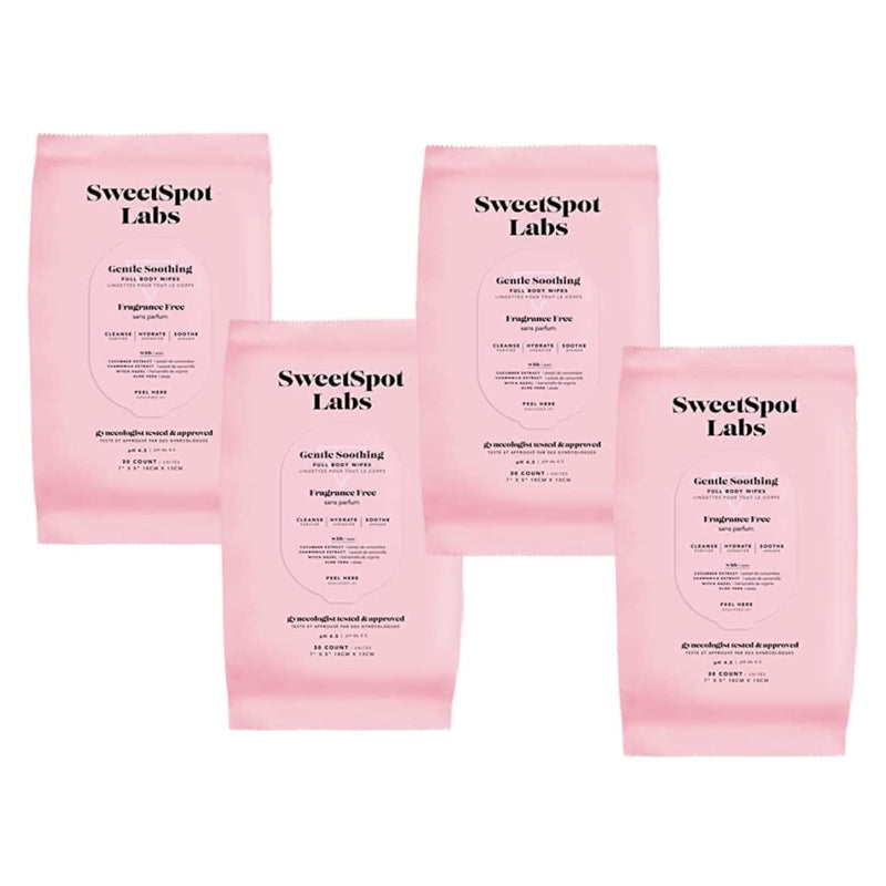 [Australia] - SweetSpot Labs Natural, pH Balanced, Personal Gentle Body Wipes, 30 Count (01 - Unscented (Pack of 4)) 02 - Unscented (Pack of 4) 