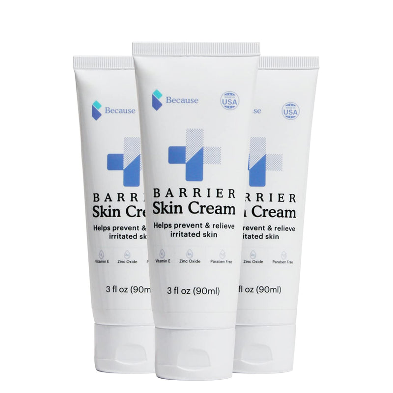 [Australia] - Because Barrier Cream – Fortified with Zinc Oxide and Vitamin E – Prevents Irritation from Chafing, Rubbing and Sore Spots Caused by Incontinence – 3 fl oz, 3-Pack 