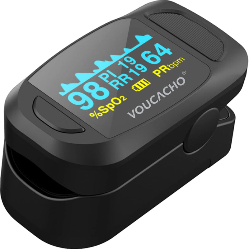 [Australia] - New Version Pulse Oximeter Fingertip, (Spo2) Blood Oxygen Saturation Monitor for Adult and Kids，OLED Display with Alarm Include Batteries, Carry Bag & Lanyard 
